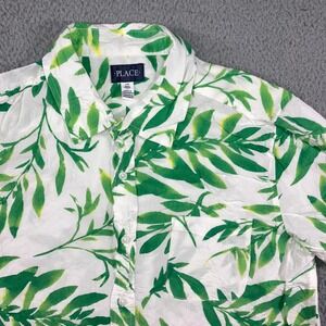 Hawaiian Shirt Men L Large Lightweight Green‎ Tropical Leaf Print S/S Beach Vaca